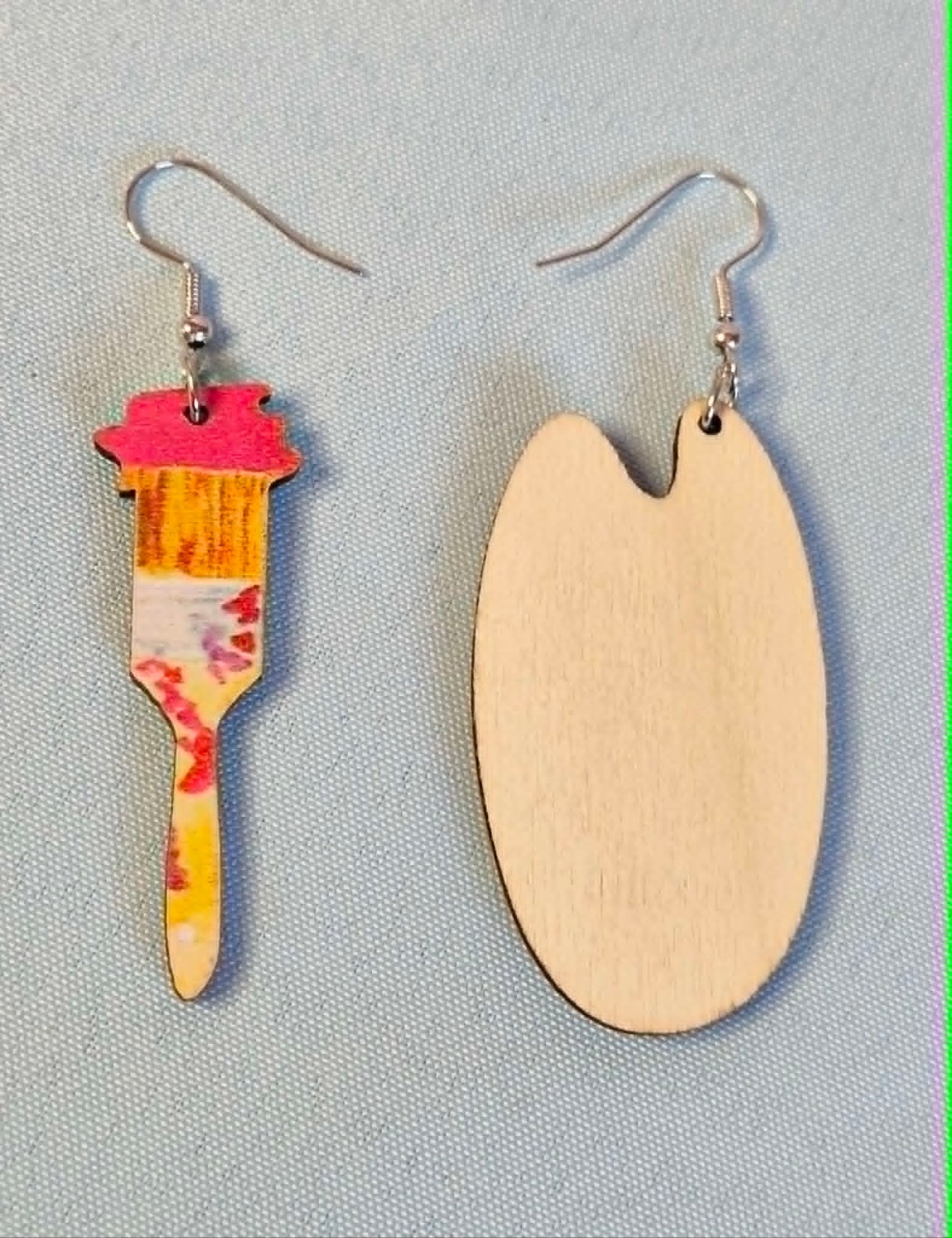 Brush and pallet earrings