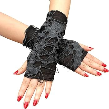 Ripped gothic style gloves