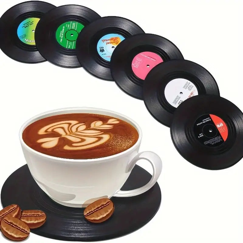 6pcs Retro Record Design Coasters