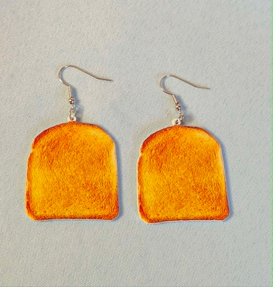 Toast dangly earrings
