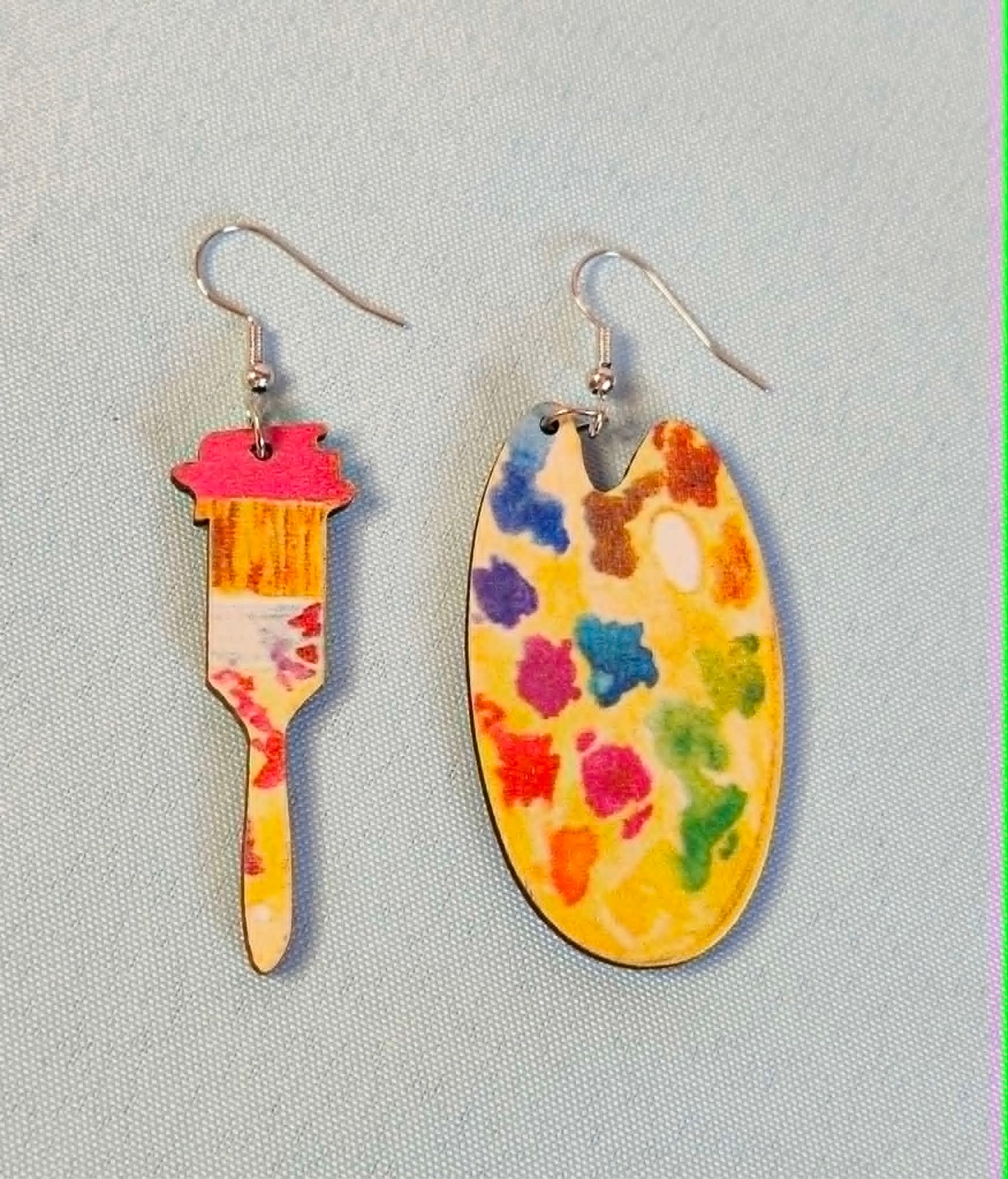 Brush and pallet earrings