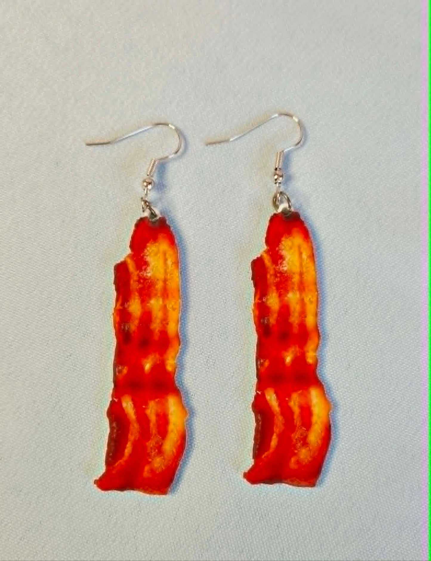 Bacon dangly earrings