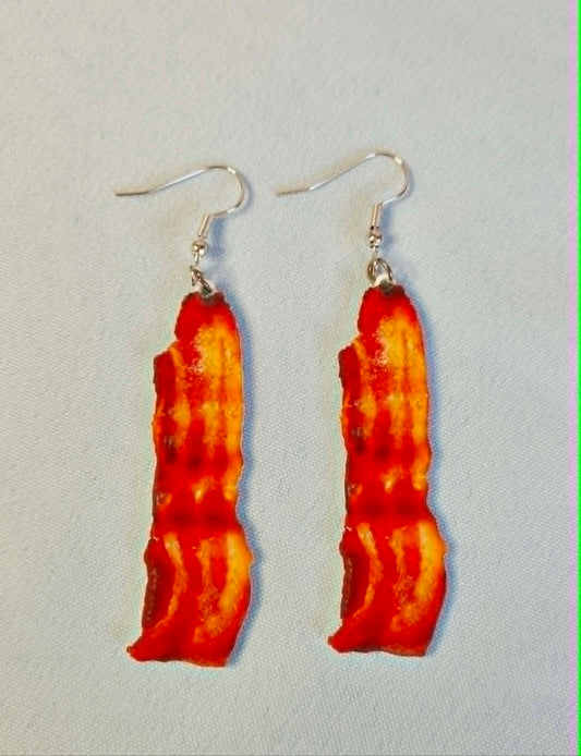 Bacon dangly earrings