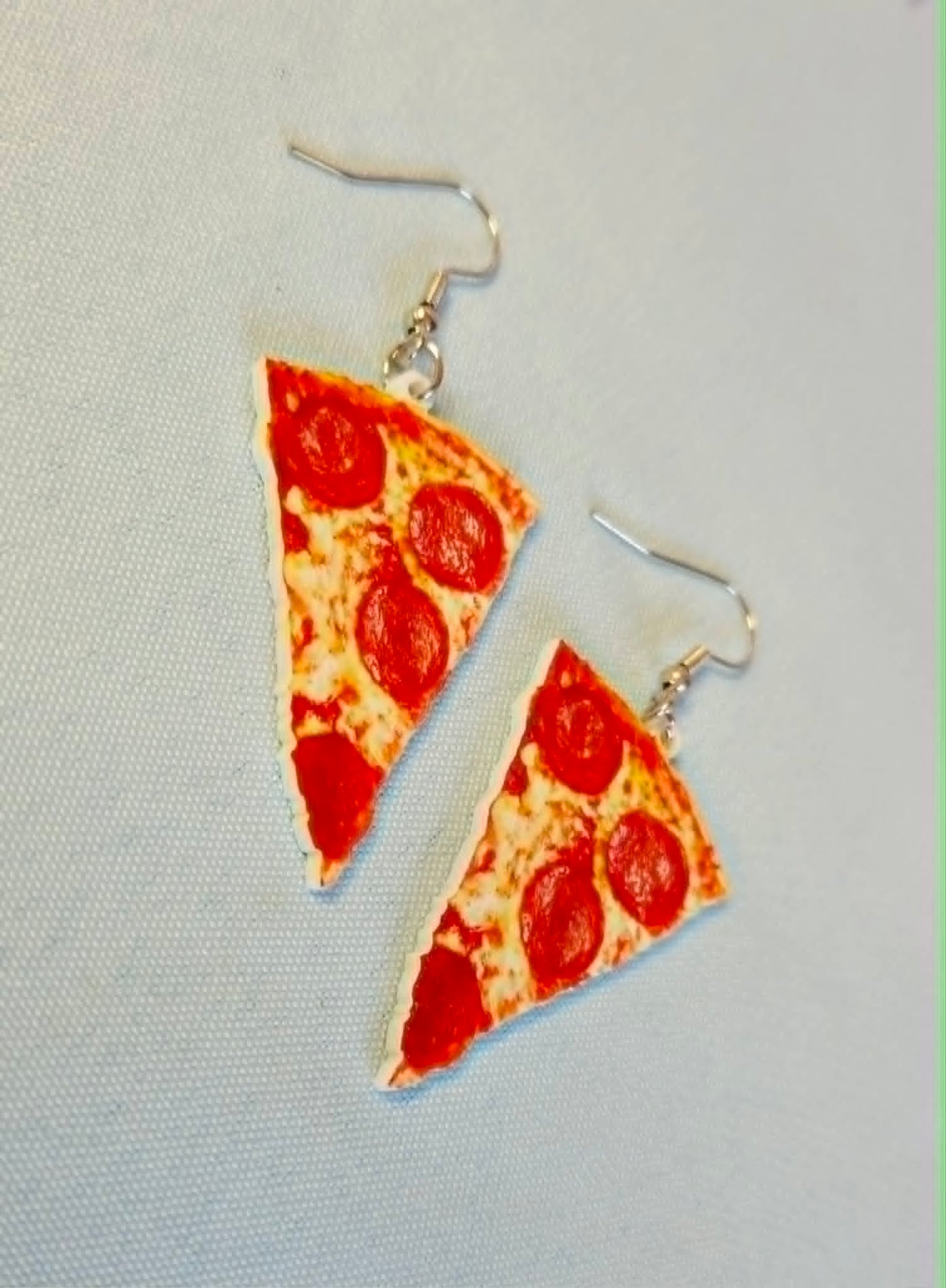 Pepperoni pizza dangly earrings