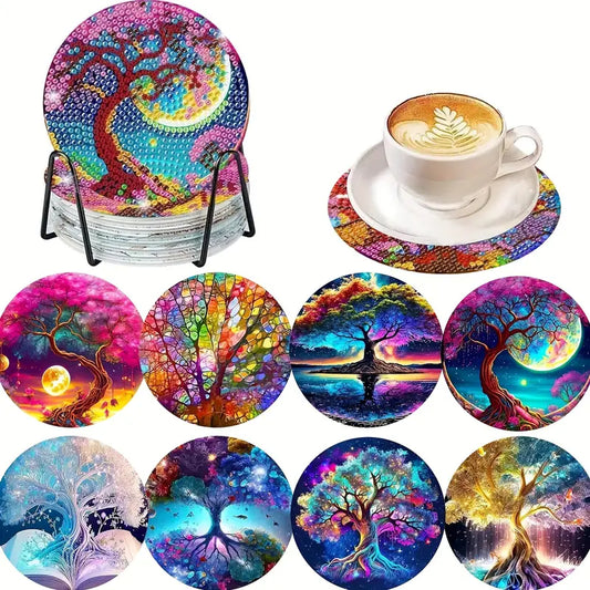 8pcs 5D Diamond Painting Coasters Set