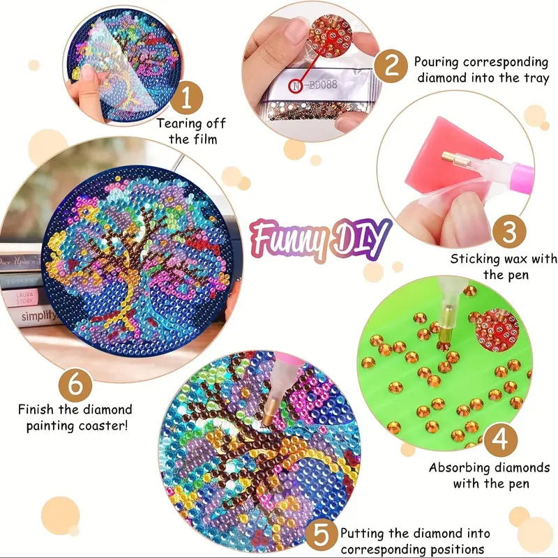 8pcs 5D Diamond Painting Coasters Set