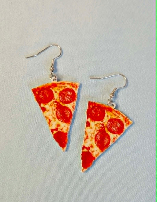 Pepperoni pizza dangly earrings