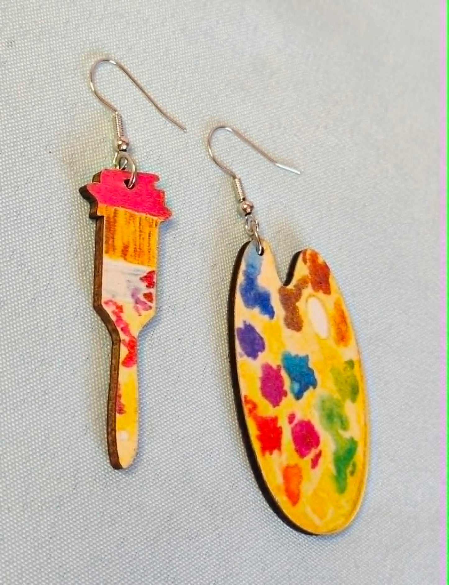 Brush and pallet earrings