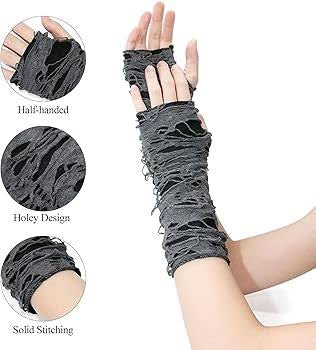 Ripped gothic style gloves