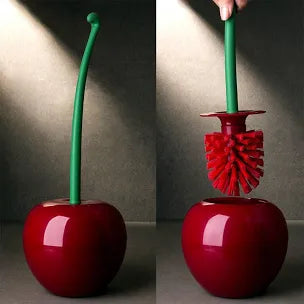Cherry toilet brush and holder