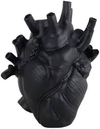 Black heart resin vase