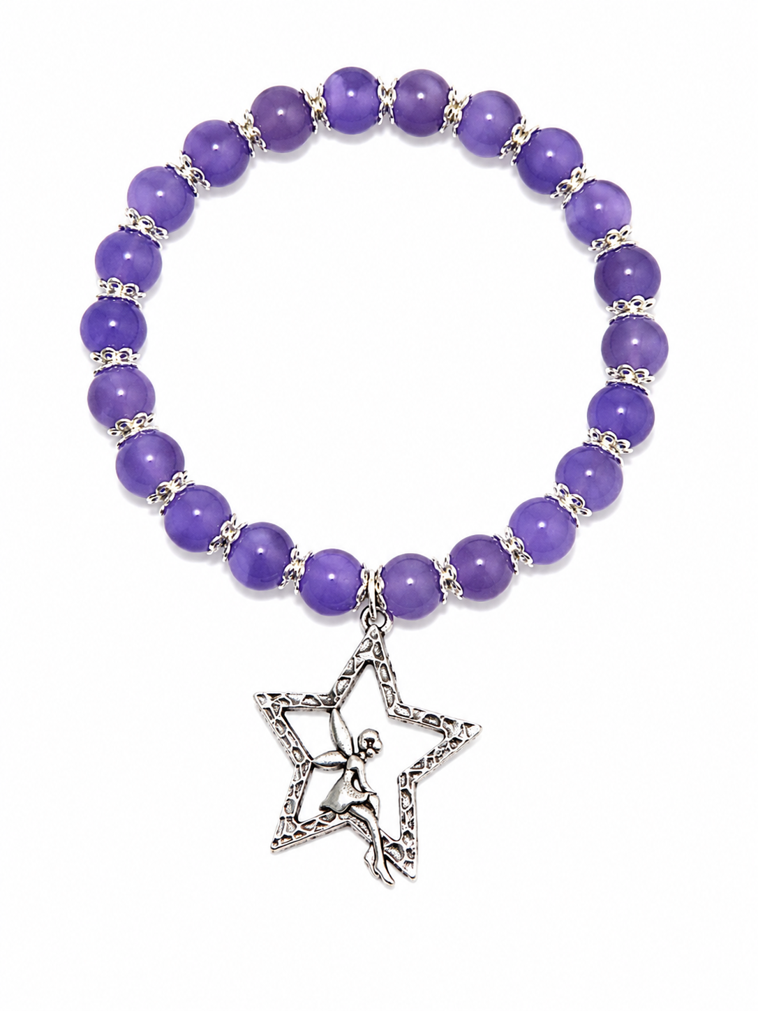 Blue handcrafted glass bead bracelet with a star and fairy charm